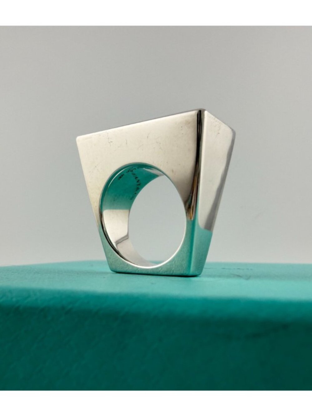 Tiffany & Co. Out of Retirement Rectangle Block Ring Sterling Silver Size 6.5